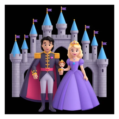 prince and princess disny dress close up photo in castle sticker