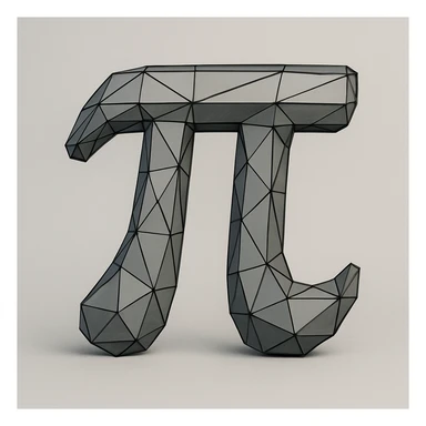 pi symbol (π), low poly wireframe style, outlined and geometric sticker