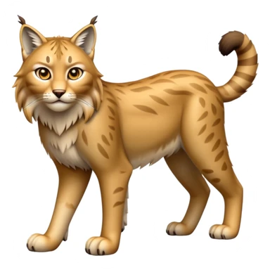 Cinematic-Lynx-Realistic-Full-Body-Standing on all fours-Emoji – head tilted dramatically, sleek golden-brown fur with faint spotting, long legs and large paws poised elegantly, simplified yet realistic focused features, highly detailed, glowing with an almost sarcastic glow. sticker