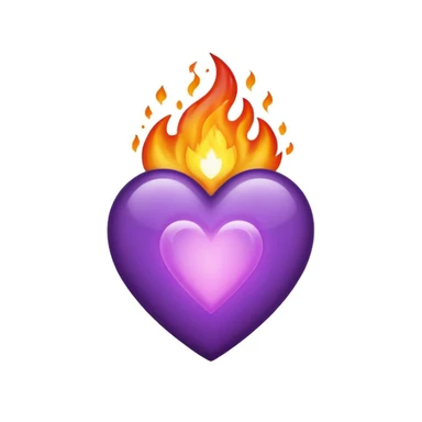 purple heart with a flame effect sticker