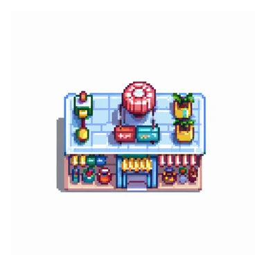 simple iconic shopping mall building sticker