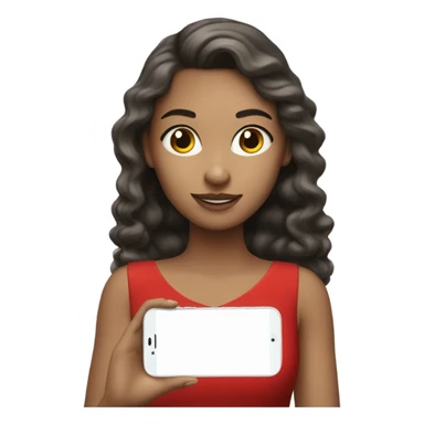 a light skin girl in red dress hold phone sticker