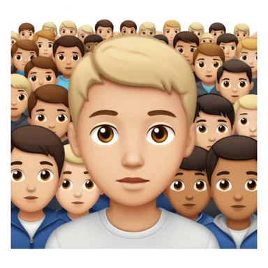 Brown-eyed boy in crowd light skin sticker