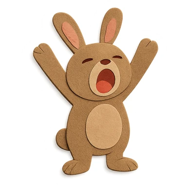 full-body brown bunny arms overhead yawning sticker