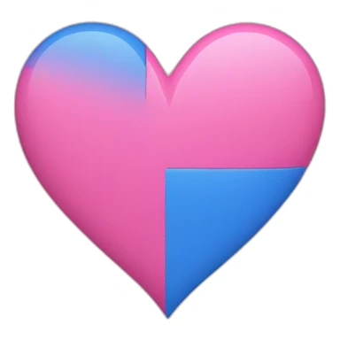 Pink half blue half heart  sticker