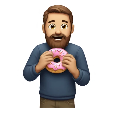 Bearded man eating a donut sticker