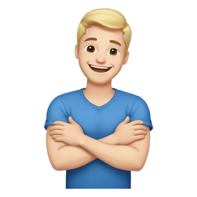 arms crossed holding neck laughing guy sticker