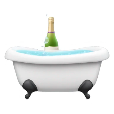 Bath tub with bubbles and wine next to it sticker