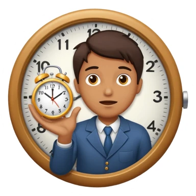 Create a hurried expression holding a clock that ticks VERY FAST sticker