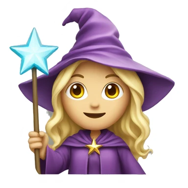 Blonde female wizard with star wand sticker