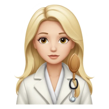 Cosmiatra en spa rubia con balayage cabello hasta la largo otro tino de rubia sticker