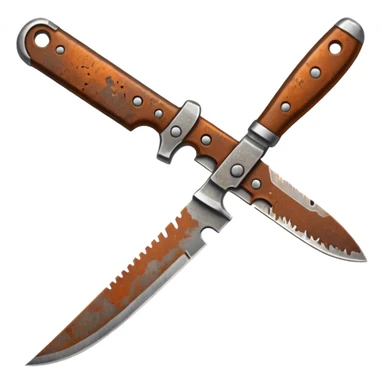 rusted full knife including the handle  sticker