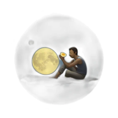 man eating the moon sticker