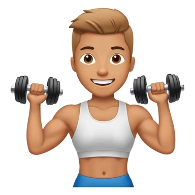 Energetic person exercising with dumbbells, looking happy and motivated sticker