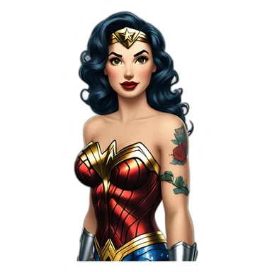 Wonder Woman en pinup avec des tatouages  sticker