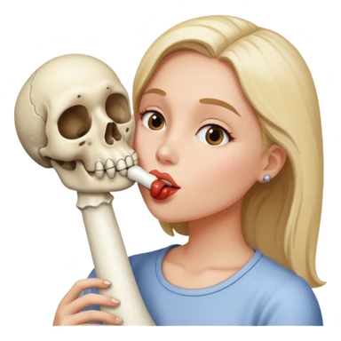 naked big boobed woman kissing a big bone sticker