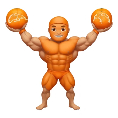 Fruit orange with a face and bodybuilder arms and leg sticker