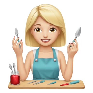 Blondie girl making nails sticker