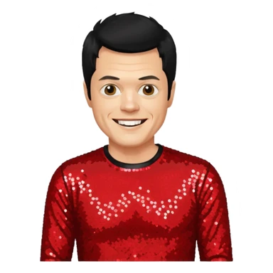 Johnny Knoxville from Jackass with black hair, red sequin outfit sticker