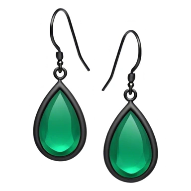A pair of earrings with a smooth, curved teardrop shape, deep matte black or vibrant emerald green, sticker