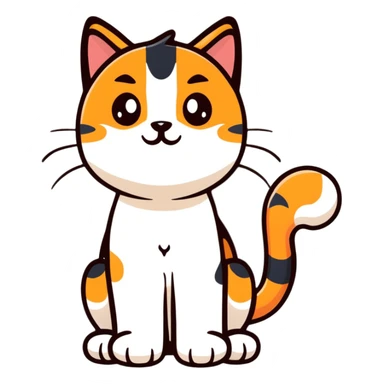 playful calico cat with paw up sticker