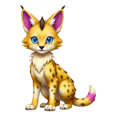 Cute Kawaii Epic Colorful Sergal-Serval-Vernid full body sticker