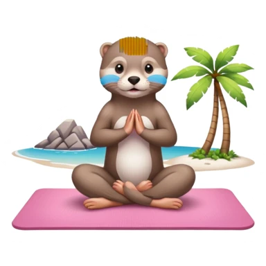 Otter doing pilates on a pink yoga mat on an island  sticker