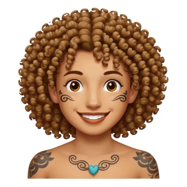 curly haired and face tattoed person with a unique face sticker