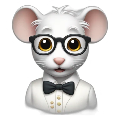 old jerry mouse with spectacles and white hair and white dress sticker