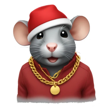 rat wearing red hat and gold chain sticker