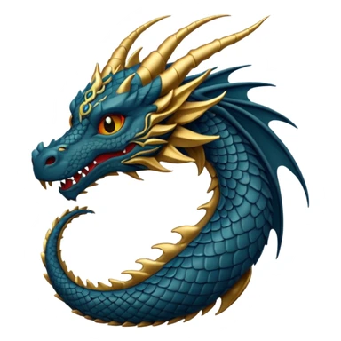 iOS emoji, minimal dragon symbol, dark fantasy, line icon sticker