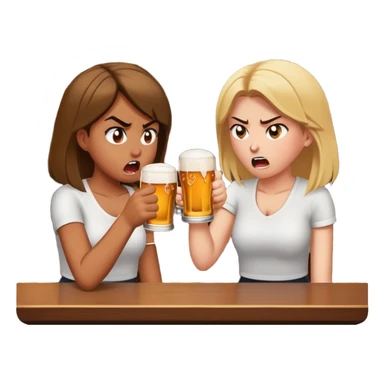 two girls arguing over one beer sticker