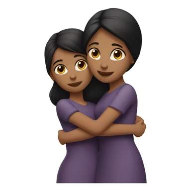 Sisters dark hair hug sticker