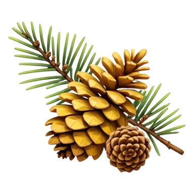 pine needle and cone emoji, yellow sticker