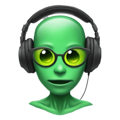alien streamer with headphones, with green skin sticker