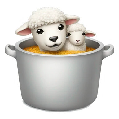 A pot with lamb sticker
