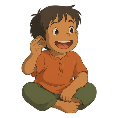 happy Indian kid listening to a story sticker