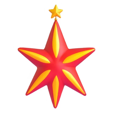 Morning Star symbol with red helium-3 flame inside golden star sticker