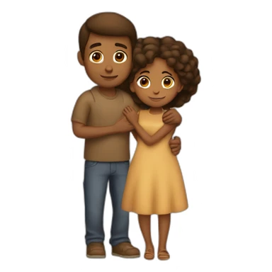 Brown girl hugging tan boyfriend sticker