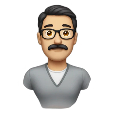 stupid guy with sparse mustache and glasses and dark hair sticker