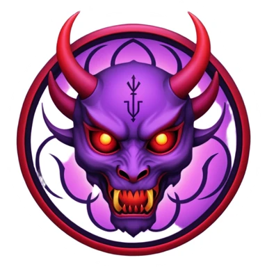 demon sigil, purple and red glow, simple sticker