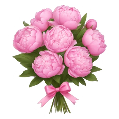 a bouquet of peonies with a little coquette bow sticker