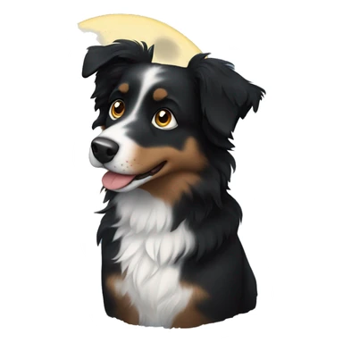 Small black australian shepherd dog moon sticker