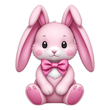pink soft plush bunny with bow sticker