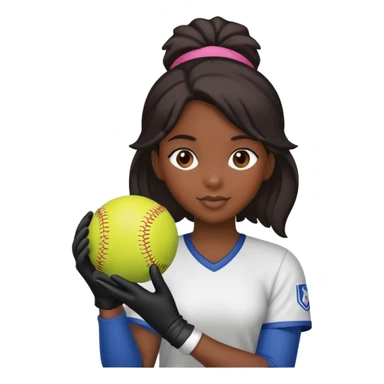Black girl with glove and softball sticker