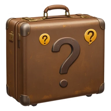 suitcase with a question mark sticker