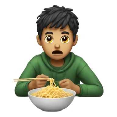 a boy eating bad noodles sticker