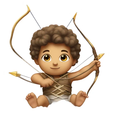 baby with bow and arrow with hearts sitting on a cloud sticker