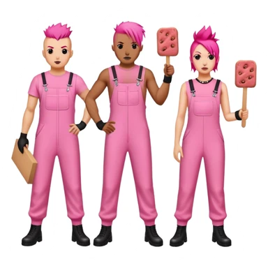 punk artists in pink jumpsuits picketing for spam meat is art sticker