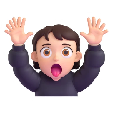 face with wide open mouth, big eyes, drooling, and hands reaching out, expressing intense hunger sticker